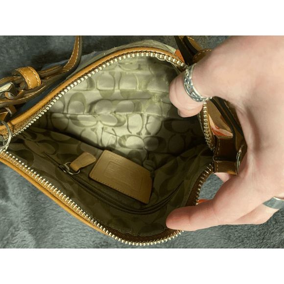 Coach Patchwork Shoulder Handbag Signature Colorful Blue Red - Picture 5 of 6